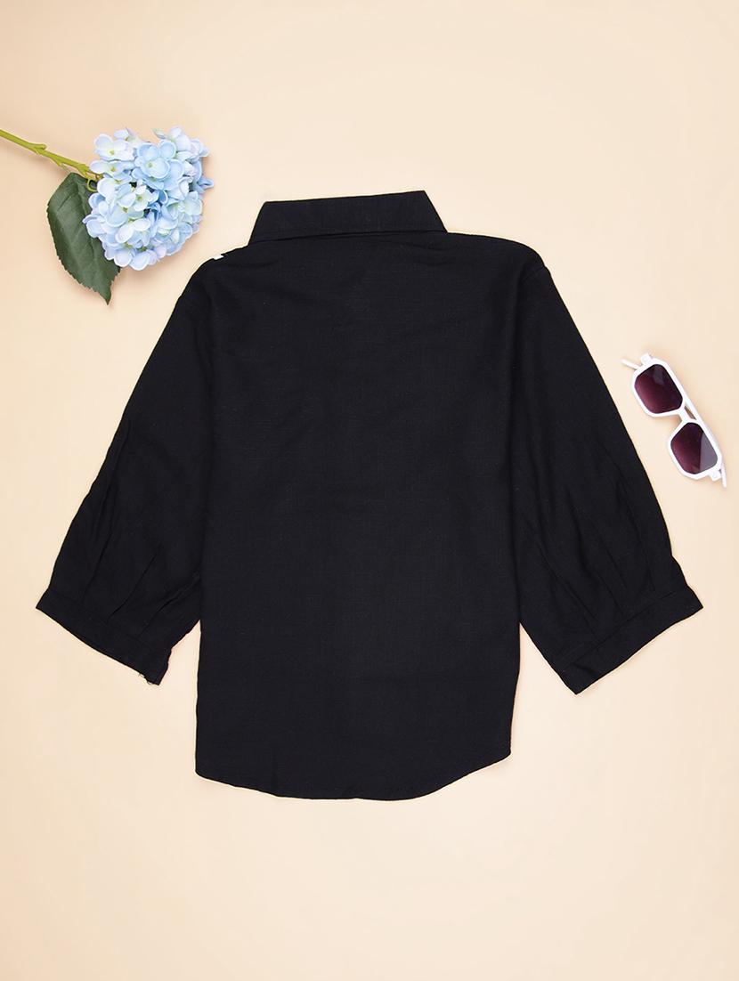 girls embroidered puff sleeve collared top - 21980529 -  Standard Image - 1