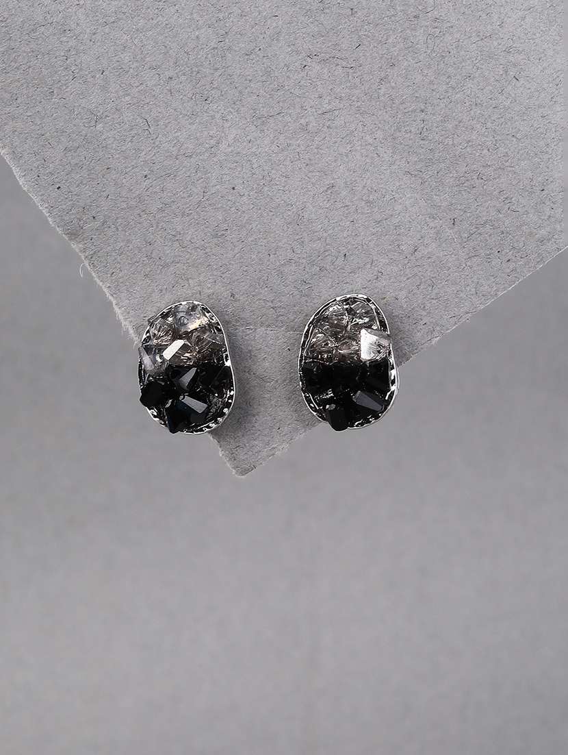 black gemstone oval stud earrings - 21980692 -  Standard Image - 1