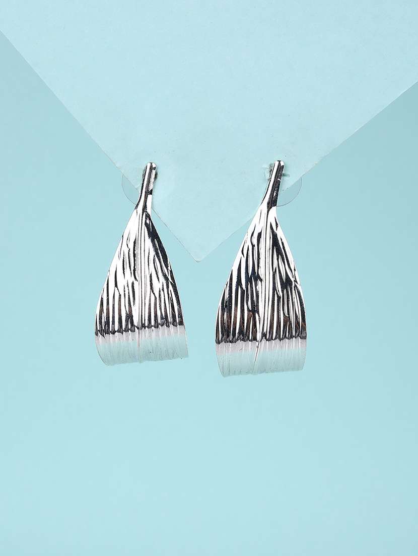 textured silver tone drop earrings - 21980701 -  Standard Image - 1