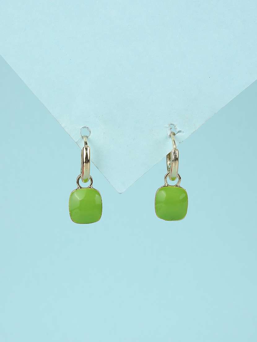 green enamel square drop earrings for women - 21980729 -  Standard Image - 1