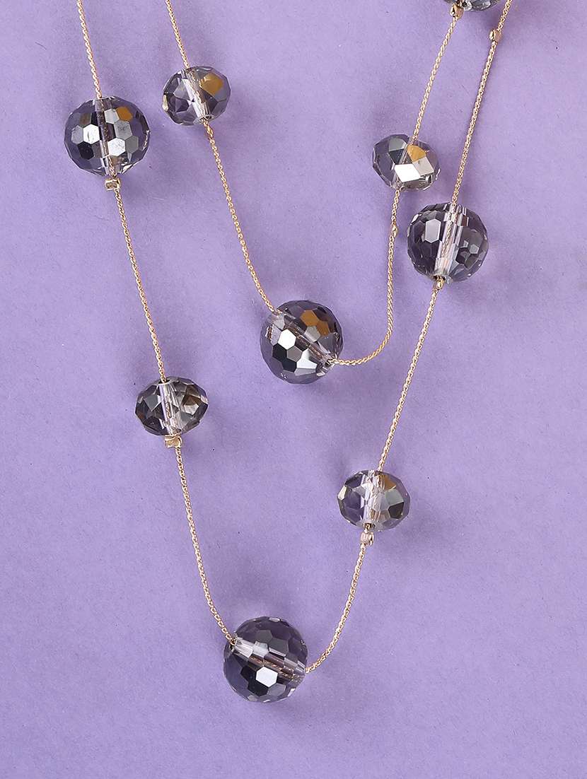 grey crystal beaded layered necklace - 21980745 -  Standard Image - 1