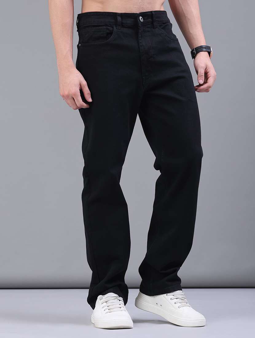 men plain mid rise full length straight jeans - 21980795 -  Standard Image - 1