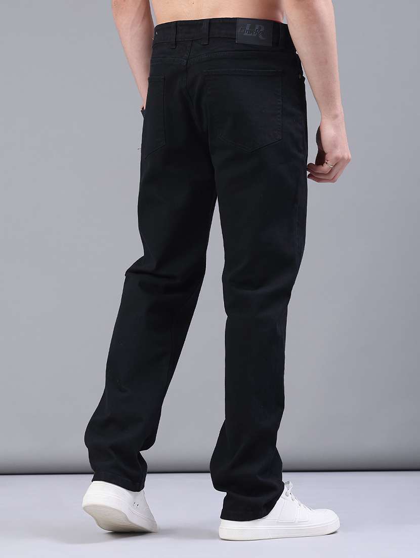 men plain mid rise full length straight jeans - 21980795 -  Standard Image - 4