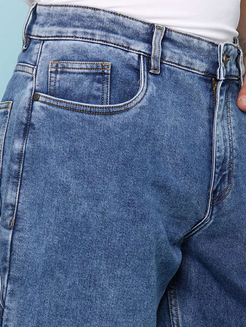 Men Plain Mid Rise Full Length Straight Jeans - 21980797 -  Standard Image - 1
