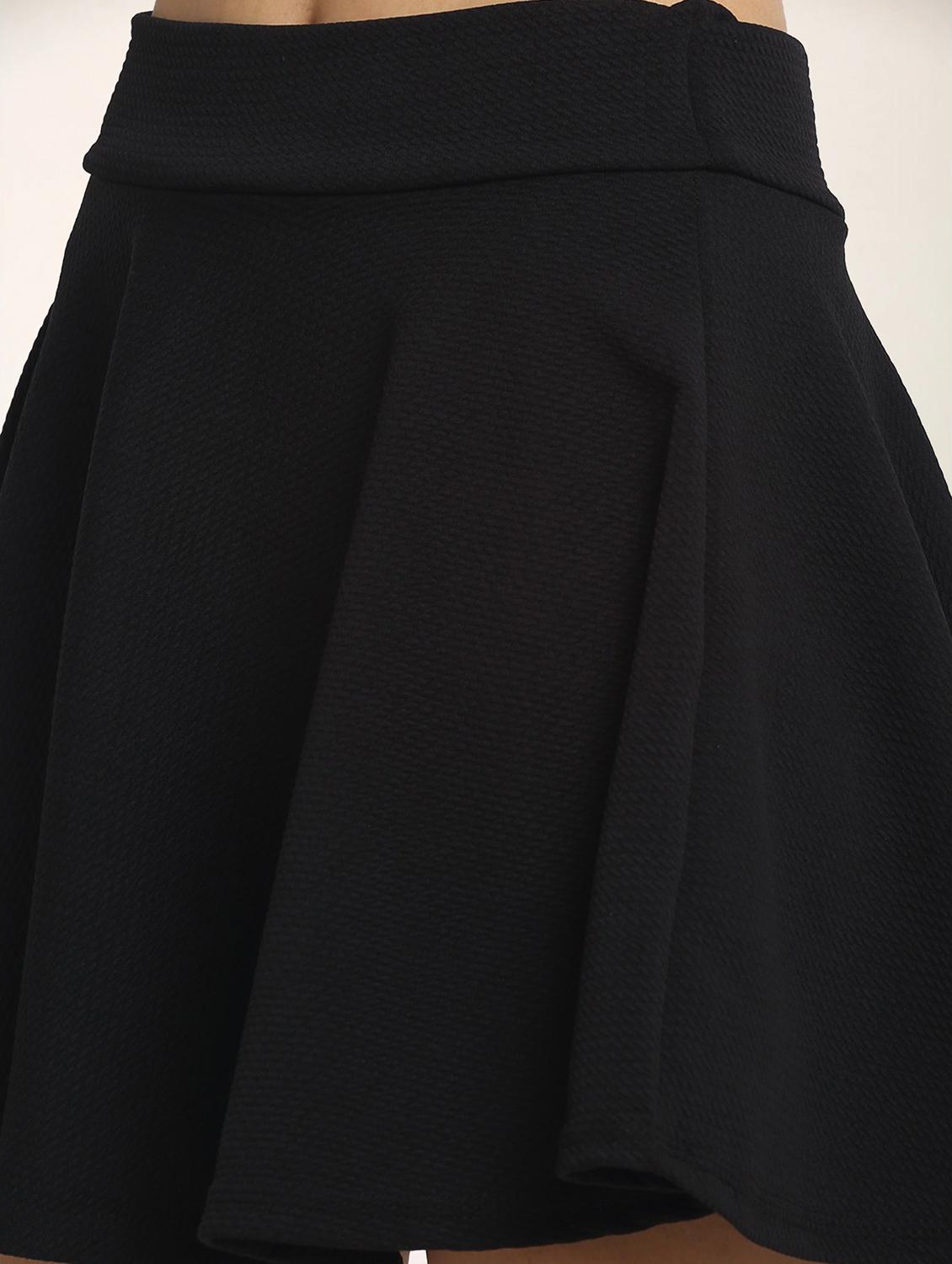 women black solid high rise skater skirt - 21980871 - Standard Image - 4