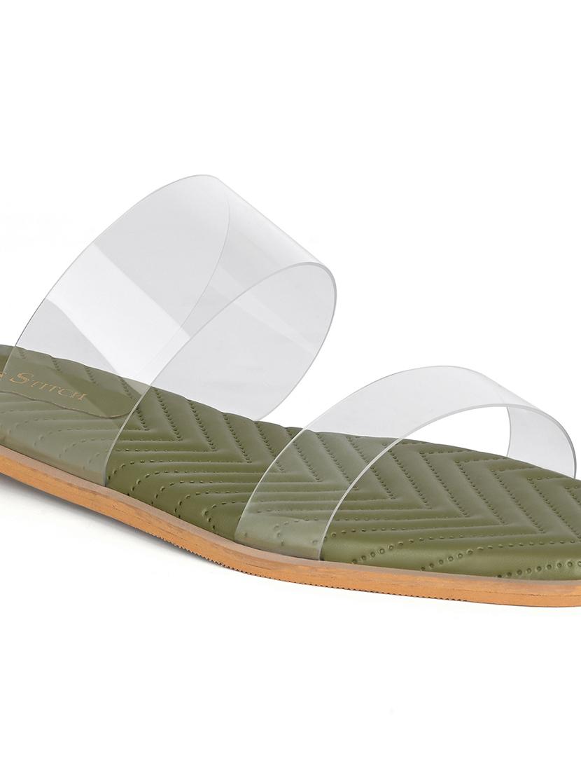 women green solid slip on flat - 21980900 - Standard Image - 4