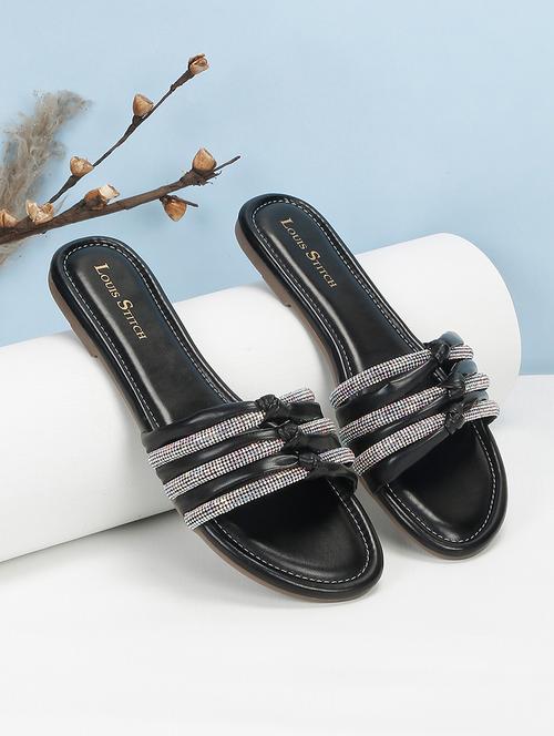women black solid slip on flat - 21980903 -  Standard Image - 0