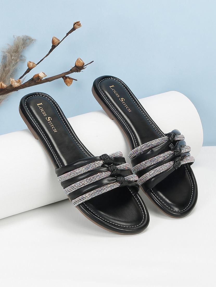 women black solid slip on flat - 21980903 -  Zoom Image - 0