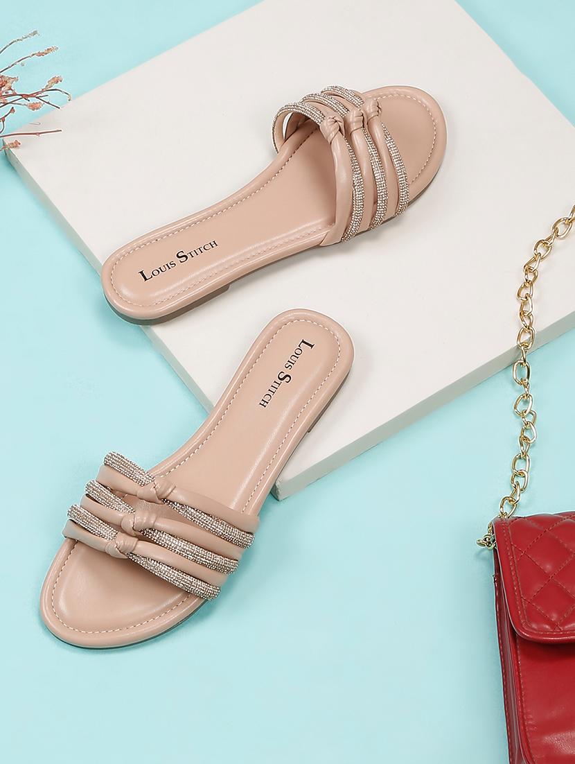 women nude embellished slip on flat - 21980905 - Standard Image - 1