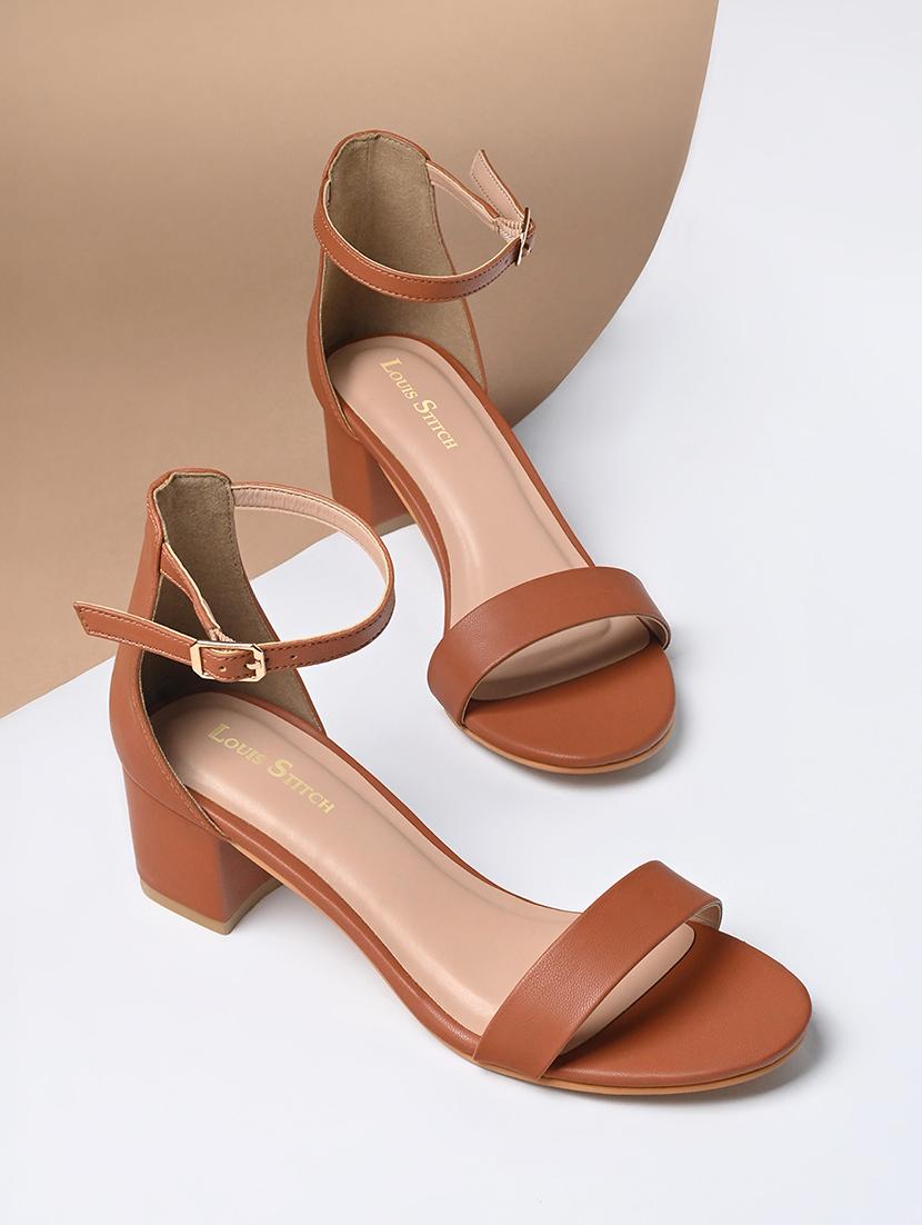 women solid ankle strap block sandal - 21980909 - Zoom Image - 0