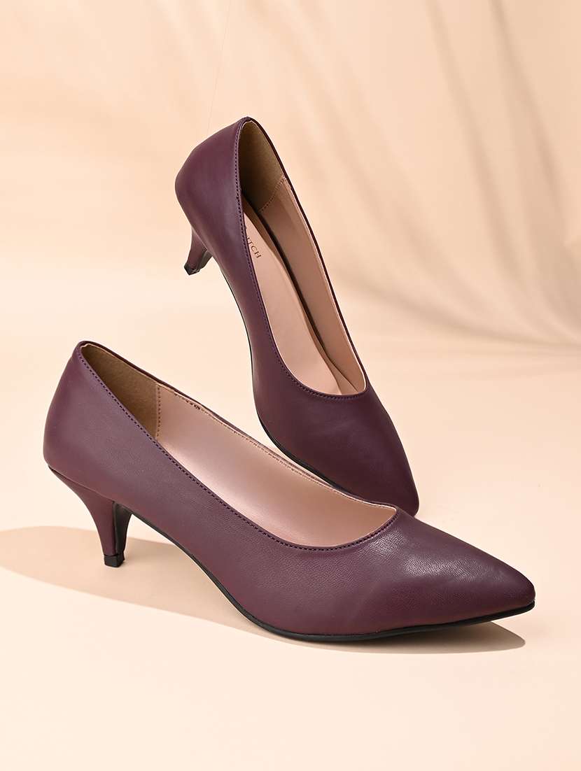 women maroon solid pump - 21980916 -  Standard Image - 1