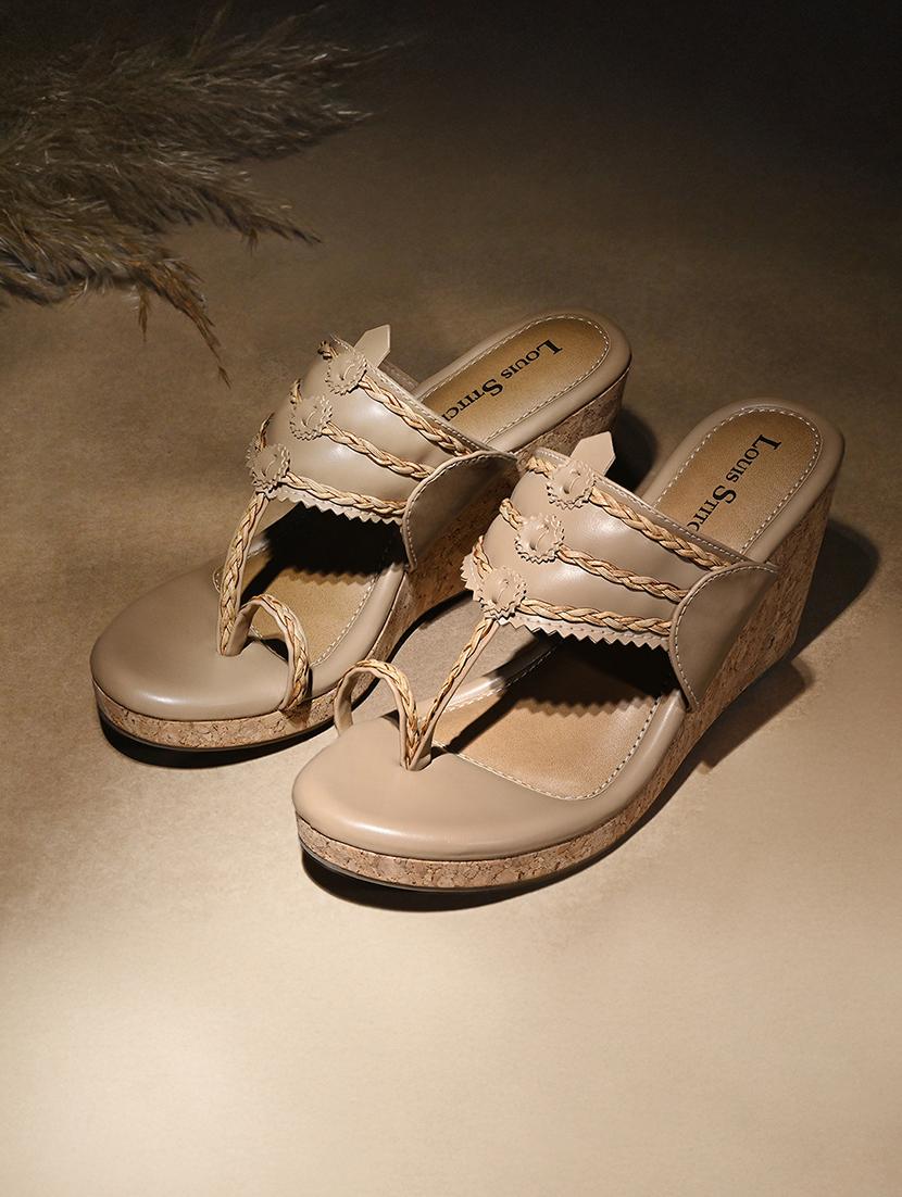 women beige solid slip on wedge - 21980925 - Zoom Image - 0