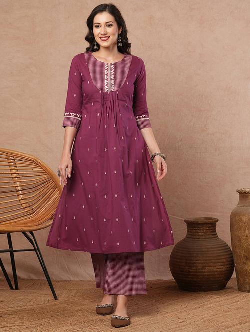 women self designed round neck a-line kurta with pocket - 21980938 -  Standard Image - 0