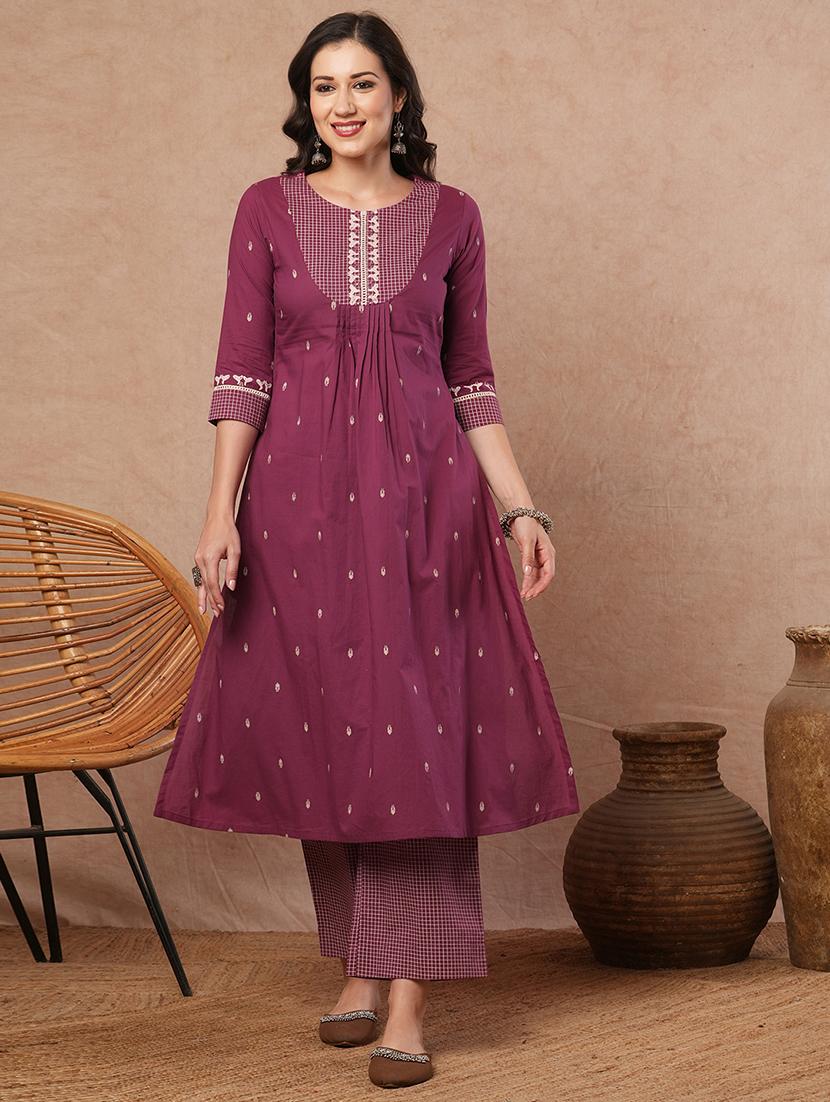 women self designed round neck a-line kurta with pocket - 21980938 -  Zoom Image - 0