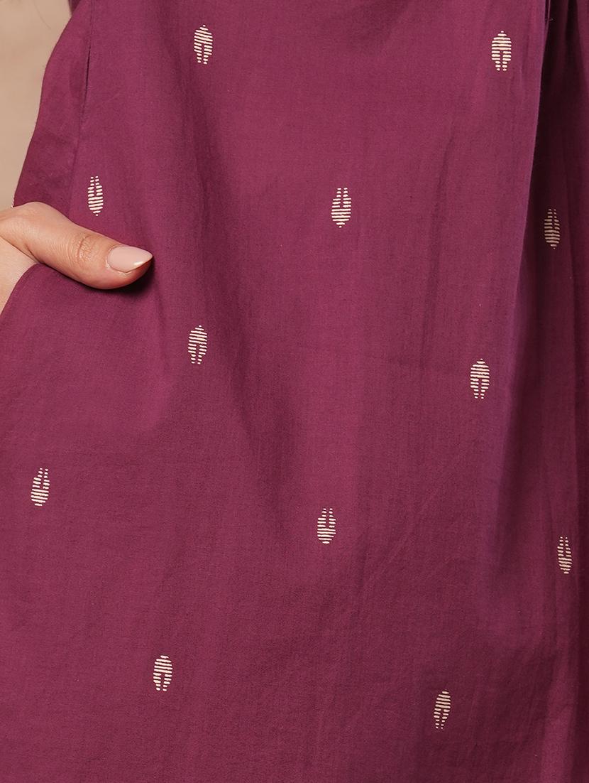 women self designed round neck a-line kurta with pocket - 21980938 - Standard Image - 4