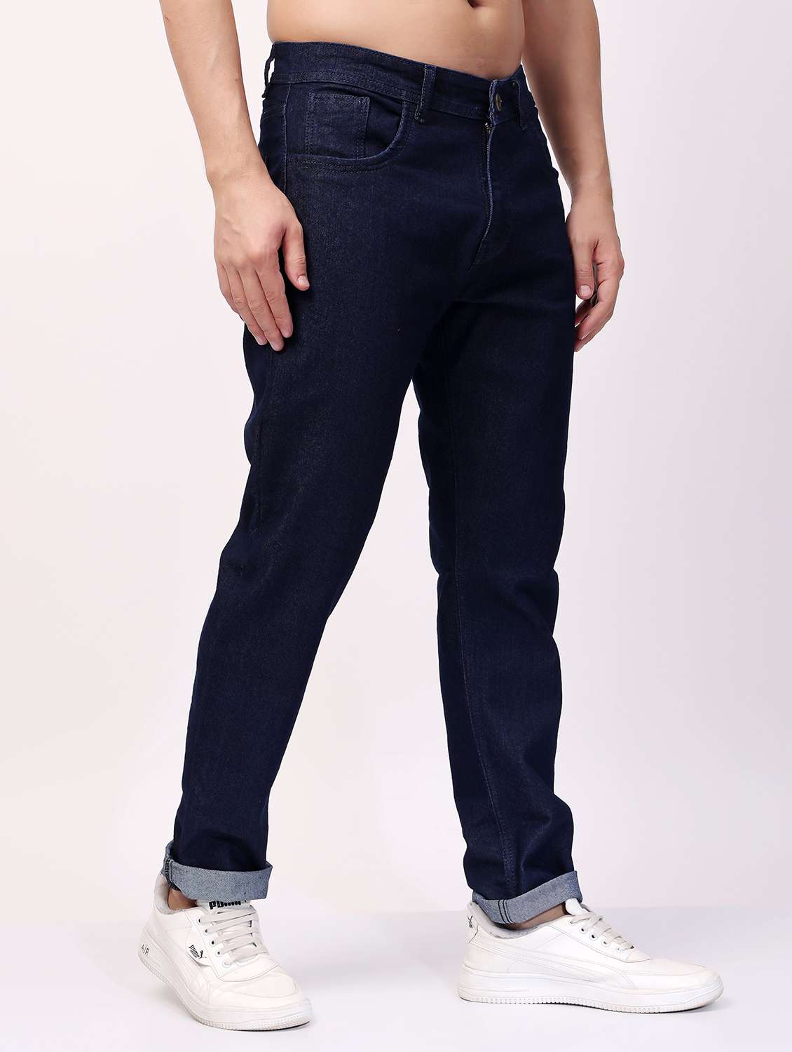 men navy blue mid rise full length jeans - 21980956 - Standard Image - 1