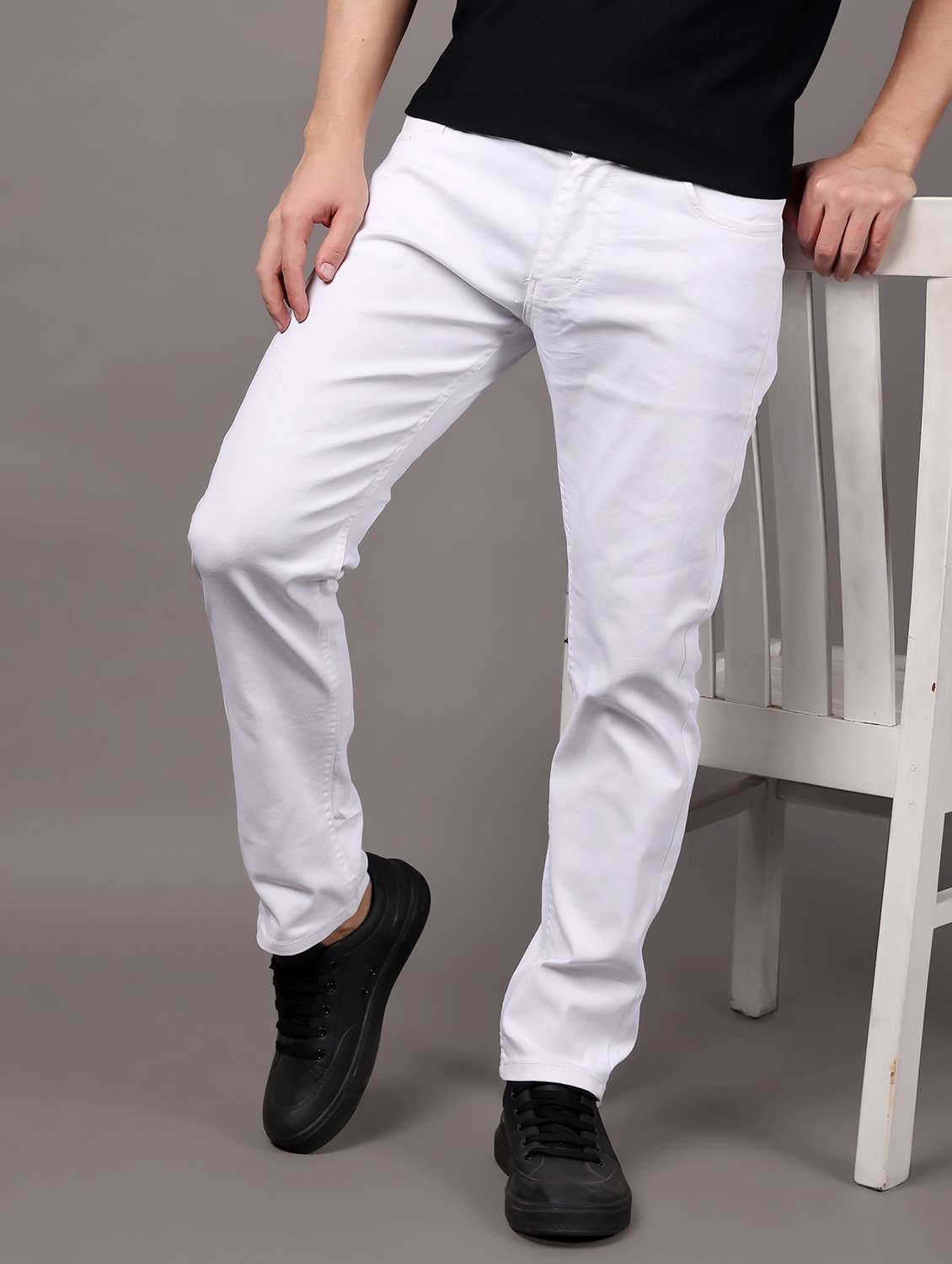 men white mid rise full length jeans