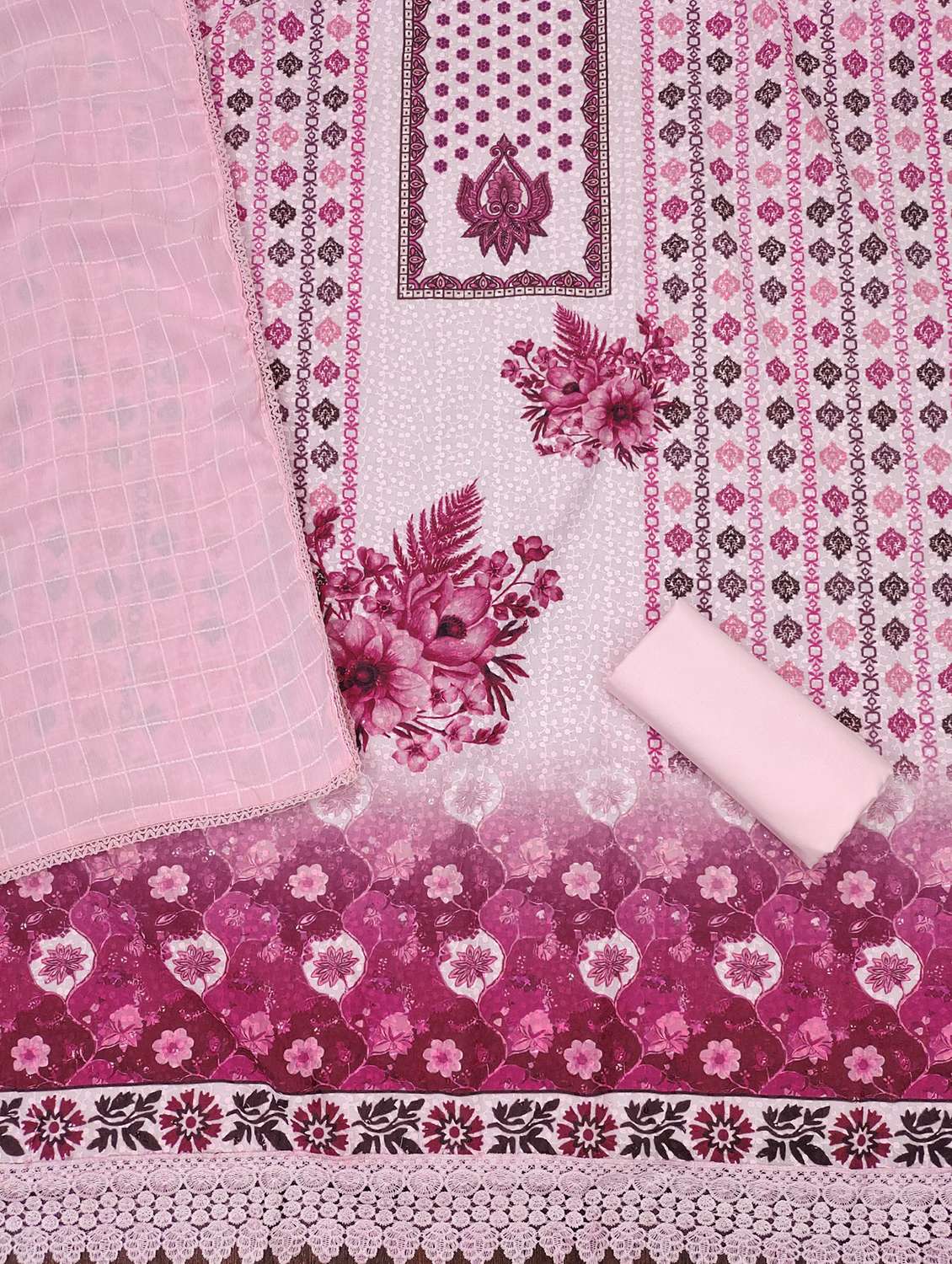 women printed embroidered unstitched suit set - 21980971 -  Standard Image - 1