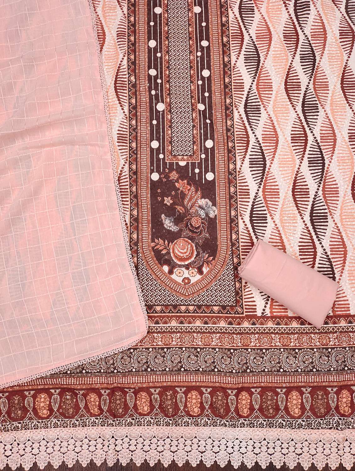 women printed embroidered unstitched suit set - 21980990 -  Standard Image - 1