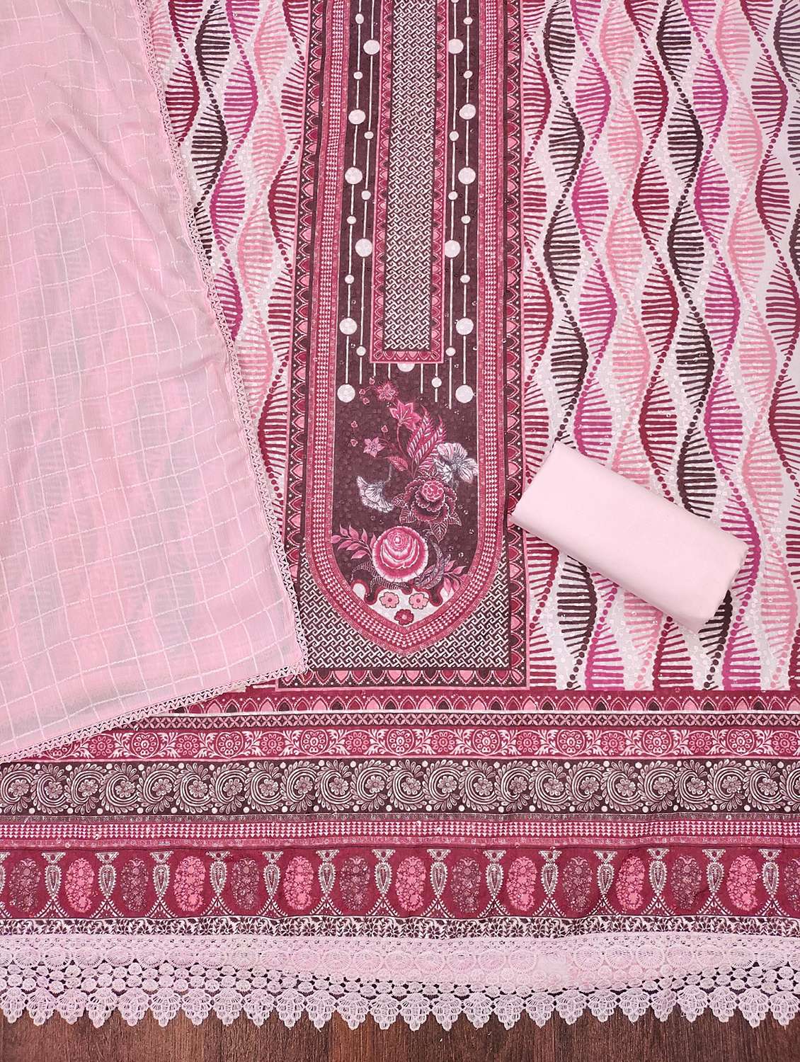 women printed embroidered unstitched suit set - 21980992 -  Standard Image - 1