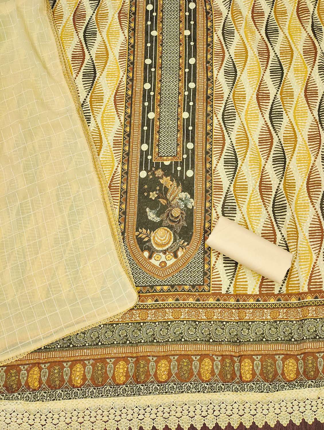 women printed embroidered unstitched suit set - 21980993 -  Standard Image - 1