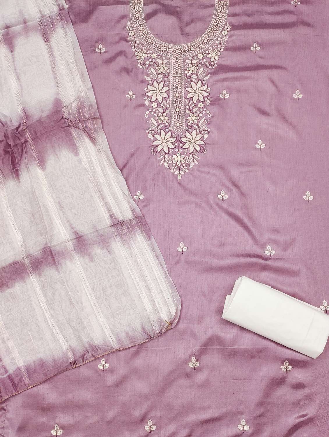 women solid with work embroidered unstitched suit set - 21981003 -  Standard Image - 1