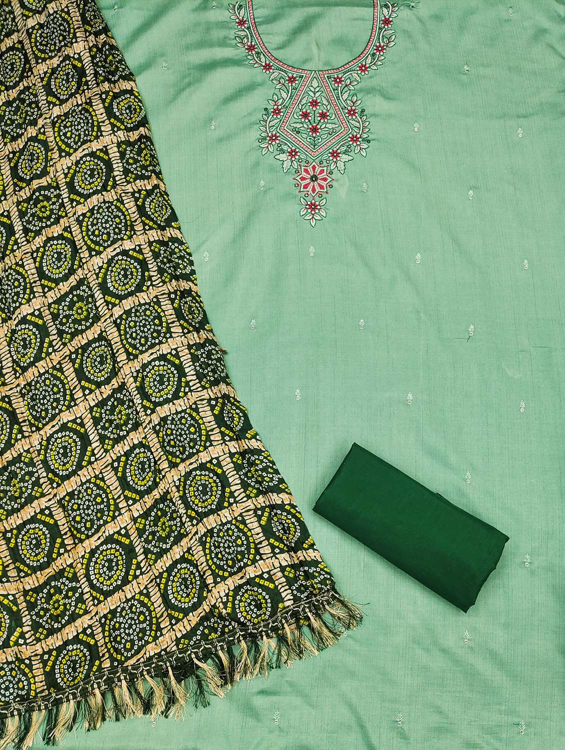 women solid with work embroidered unstitched suit set - 21981013 -  Standard Image - 1