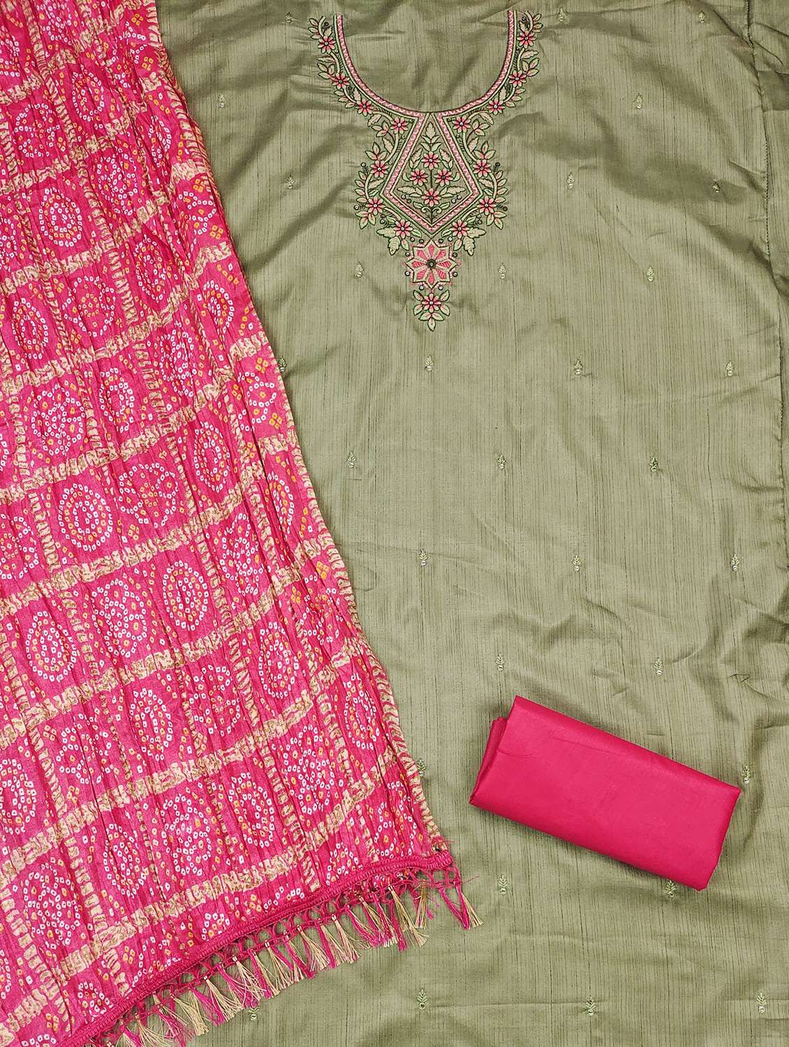 women solid with work embroidered unstitched suit set - 21981014 -  Standard Image - 1