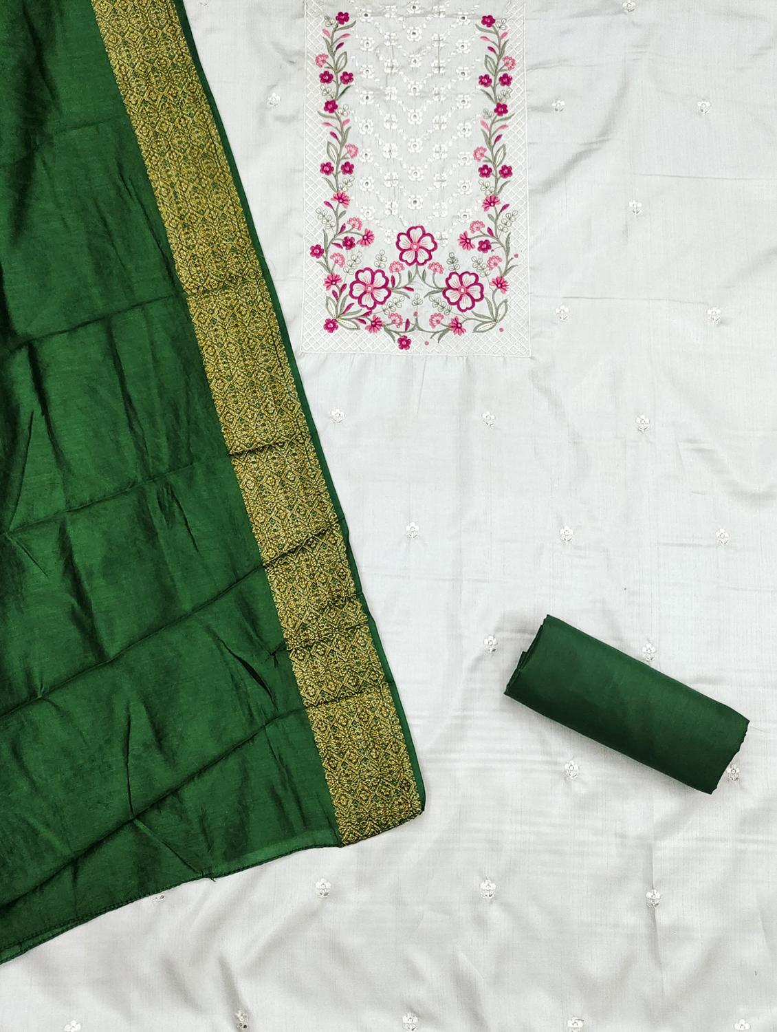 women solid with work embroidered unstitched suit set - 21981021 - Standard Image - 1