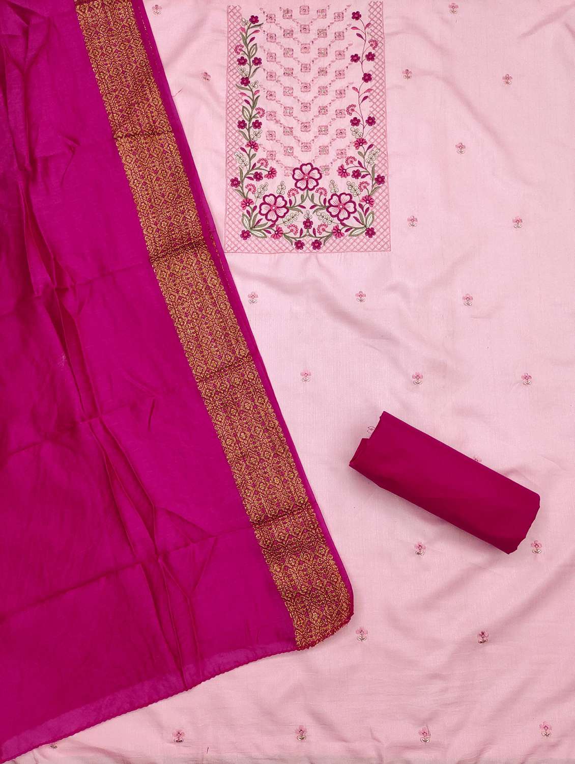 women solid with work embroidered unstitched suit set - 21981024 -  Standard Image - 1