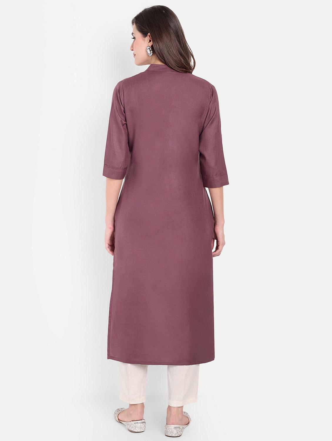 women embroidered three quarter sleeve kurta - 21981041 - Standard Image - 4