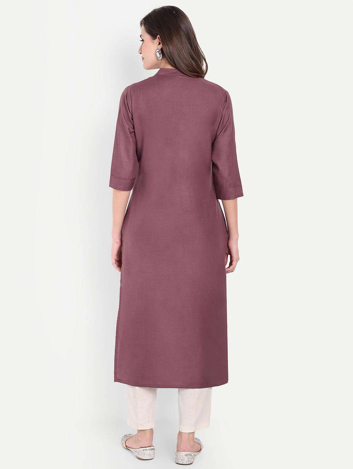 women embroidered three quarter sleeve kurta - 21981041 -  Standard Image - 4