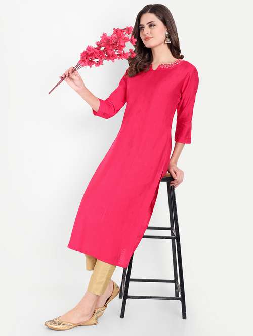 women self designed three quarter sleeve kurta - 21981047 -  Standard Image - 0