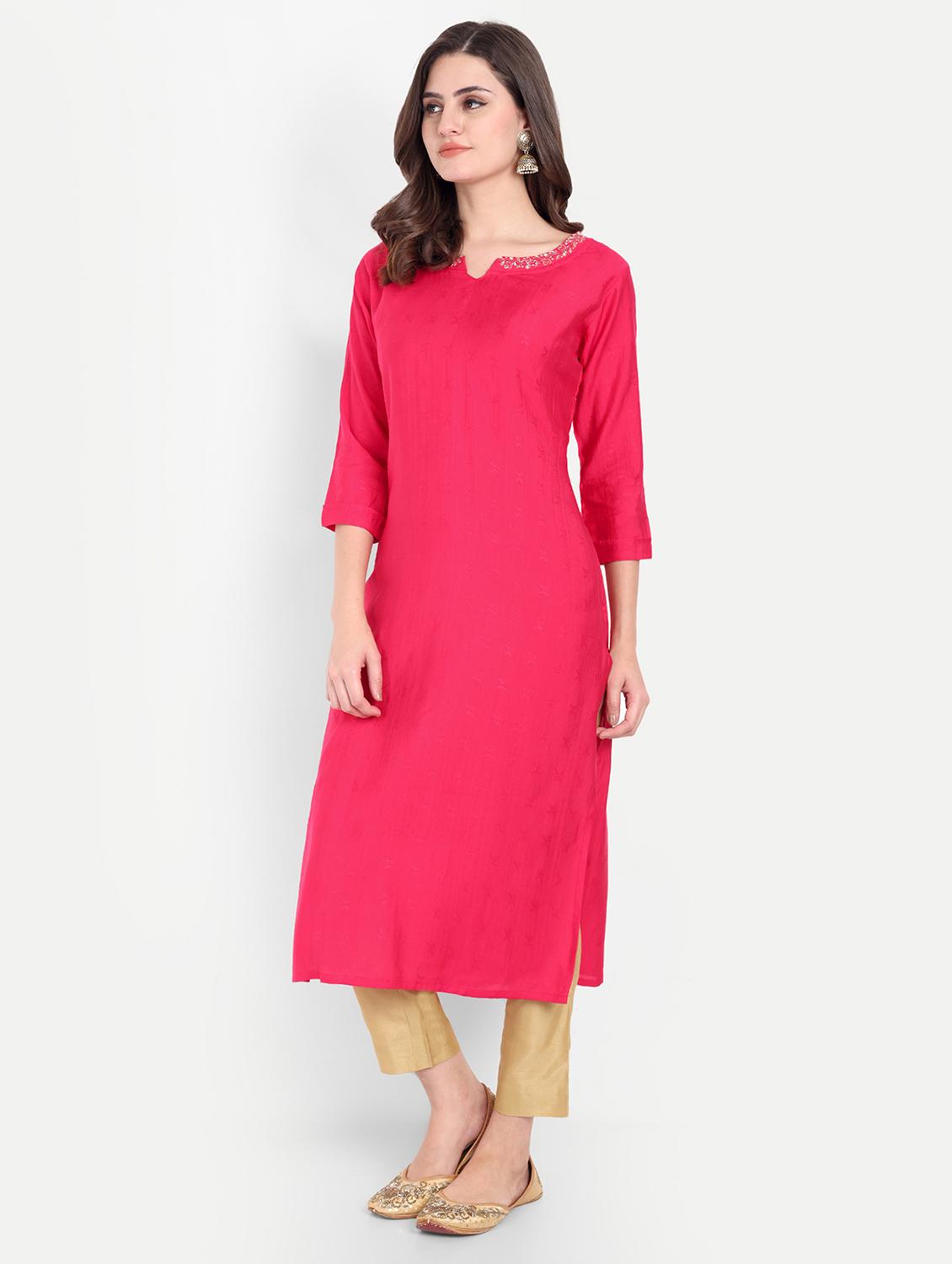 women self designed three quarter sleeve kurta - 21981047 -  Standard Image - 1