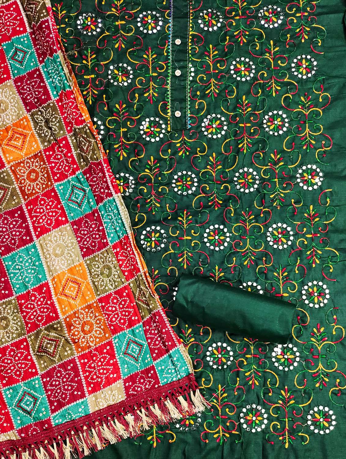 women solid with work embroidered unstitched suit set - 21981130 -  Standard Image - 1