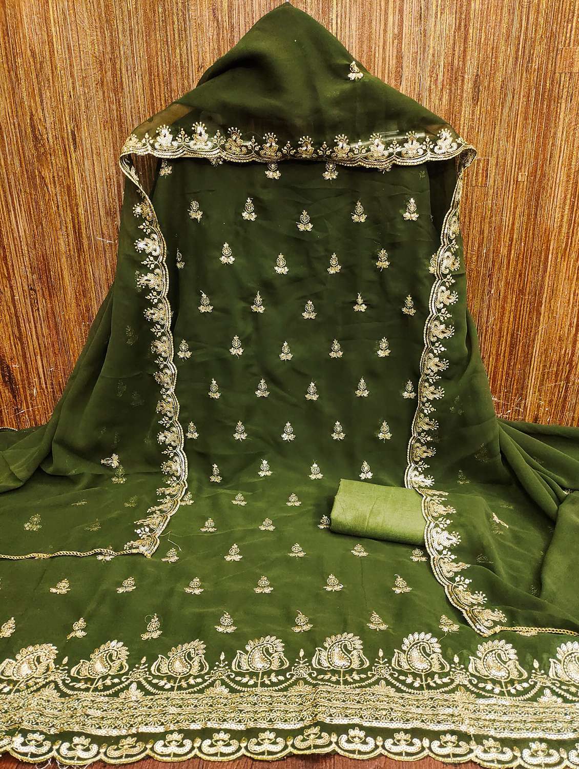 women solid with work embroidered unstitched suit set - 21981136 -  Standard Image - 1