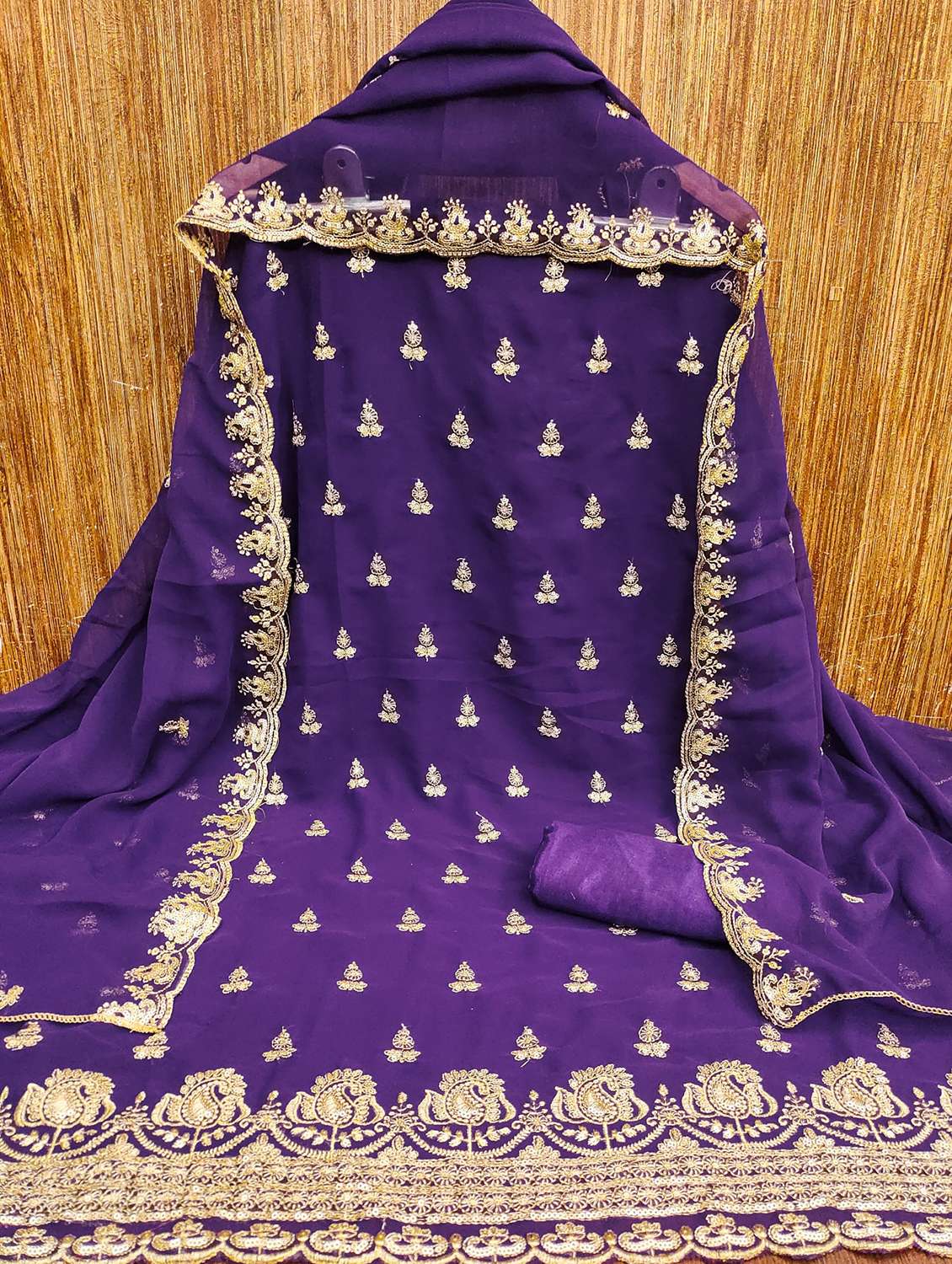 women solid with work embroidered unstitched suit set - 21981137 -  Standard Image - 1