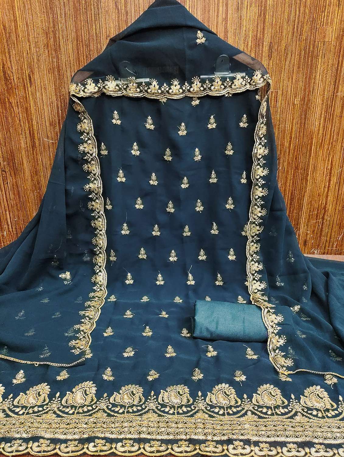 women solid with work embroidered unstitched suit set - 21981140 -  Standard Image - 1