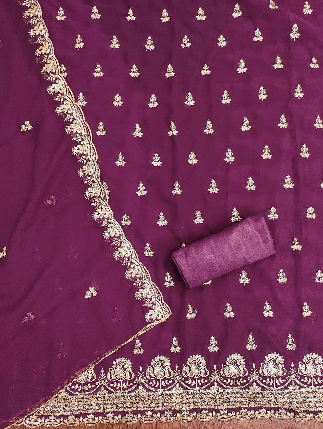 women solid with work embroidered unstitched suit set - 21981142 - Standard Image - 1
