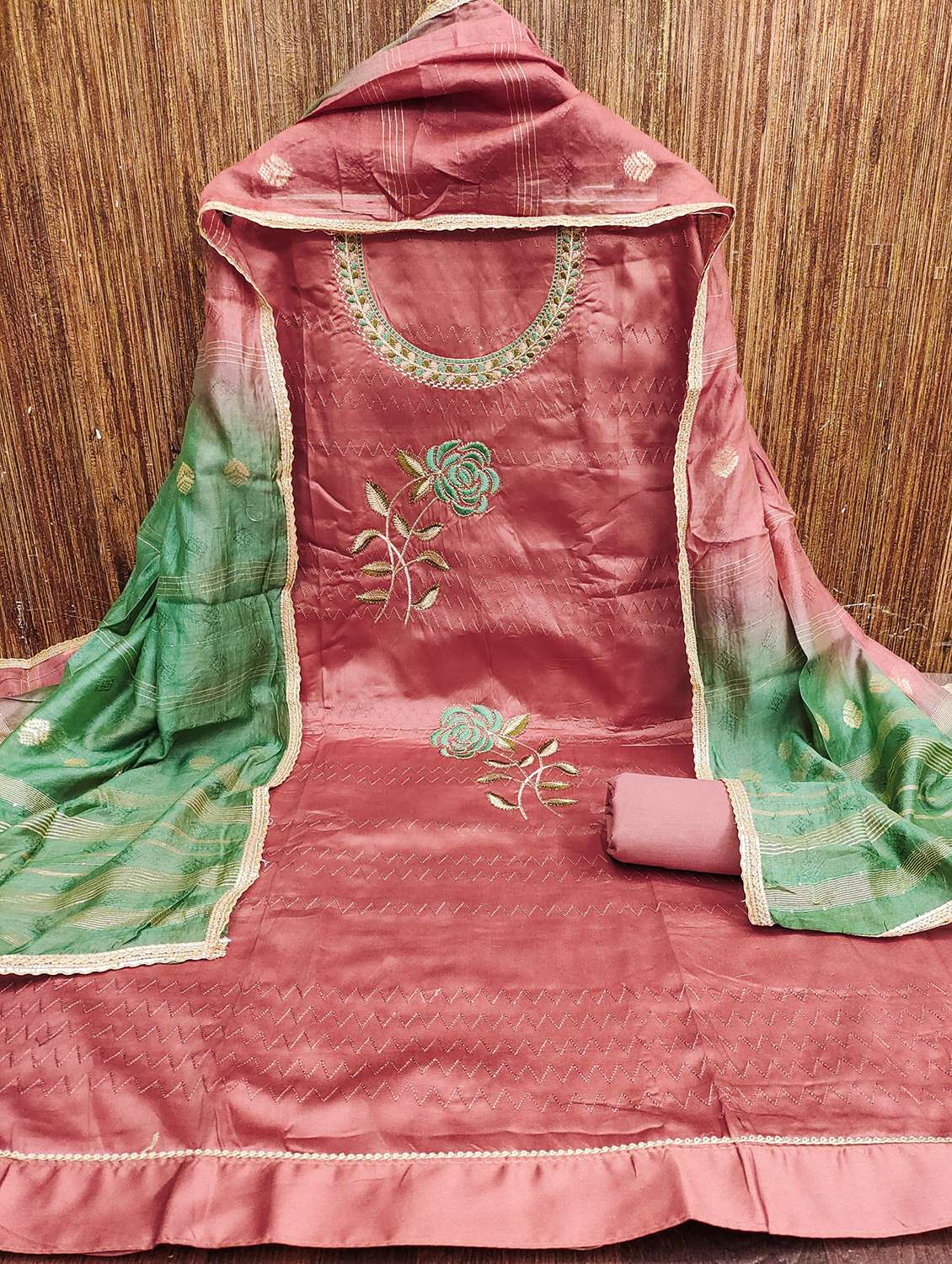 women embroidered unstitched suit set - 21981159 -  Standard Image - 1