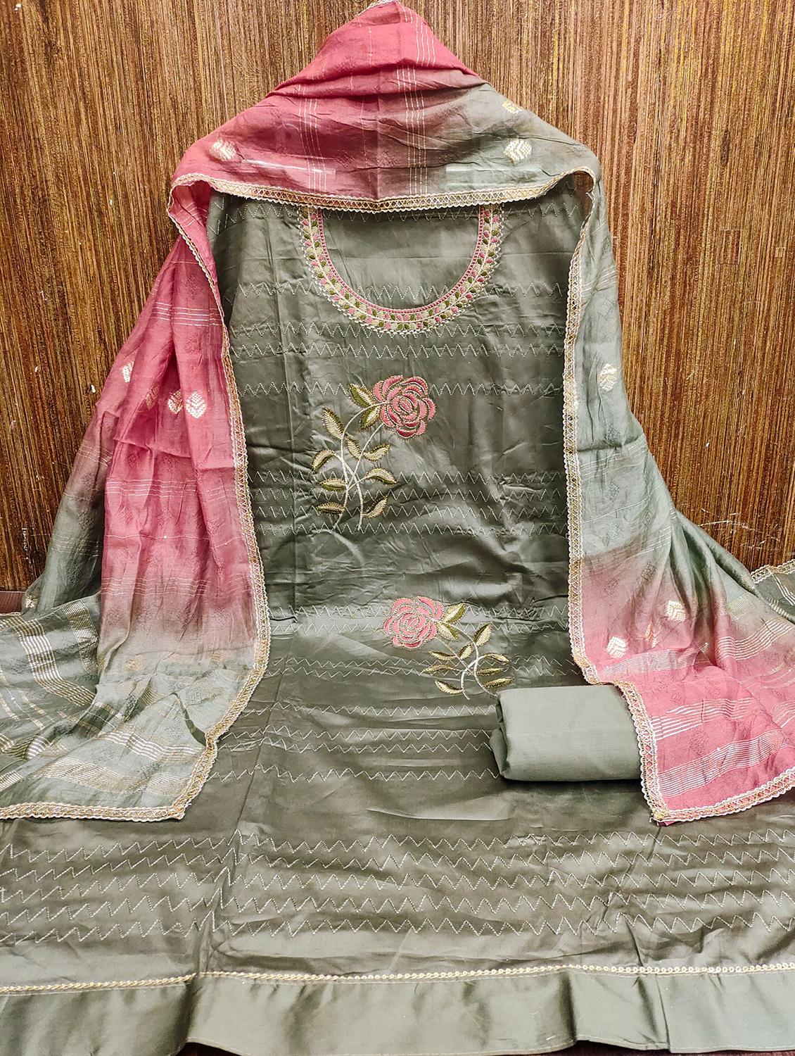 women embroidered unstitched suit set - 21981160 -  Standard Image - 1