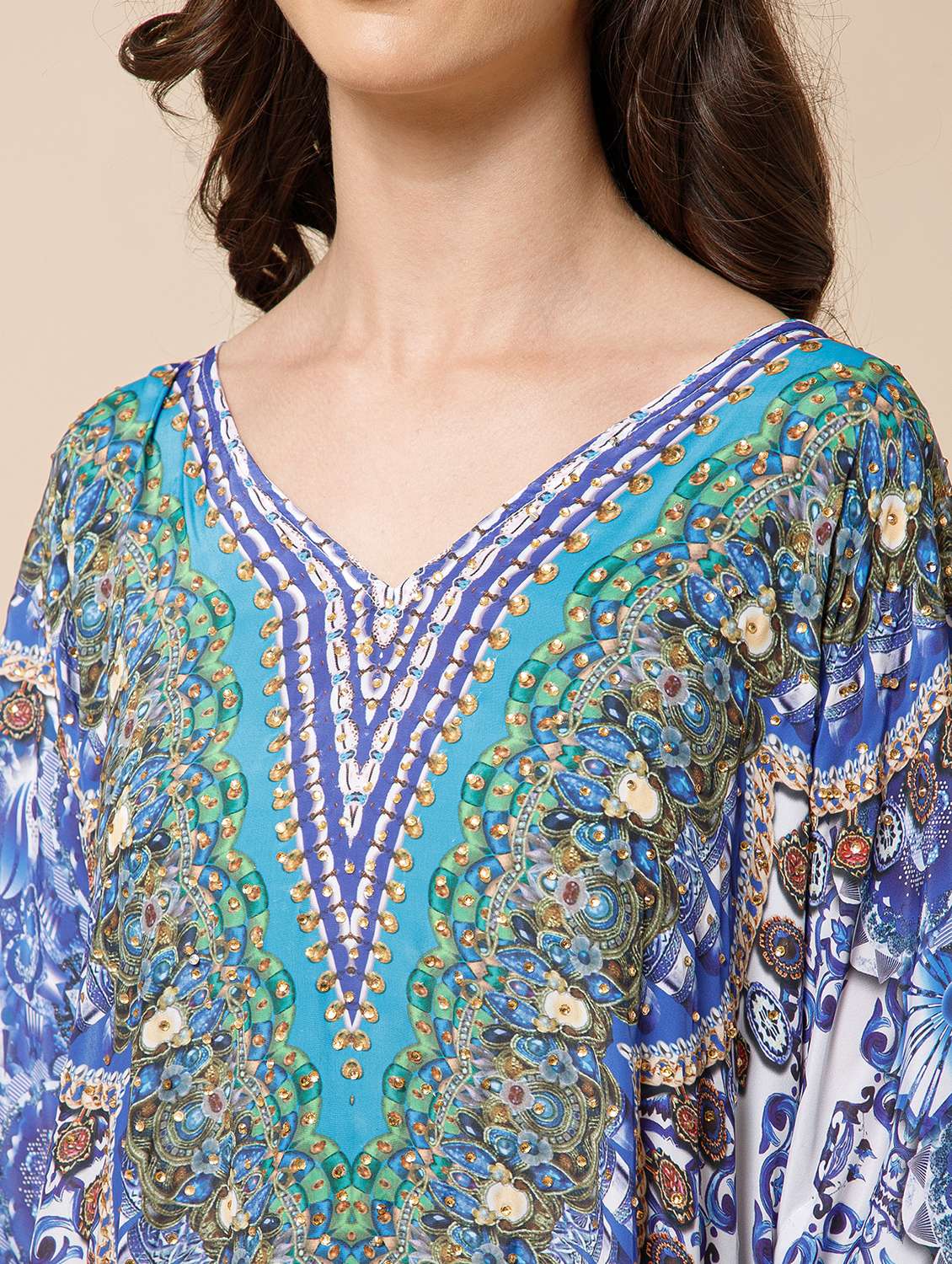 women printed kimono sleeve kaftan dress - 21981165 -  Standard Image - 4