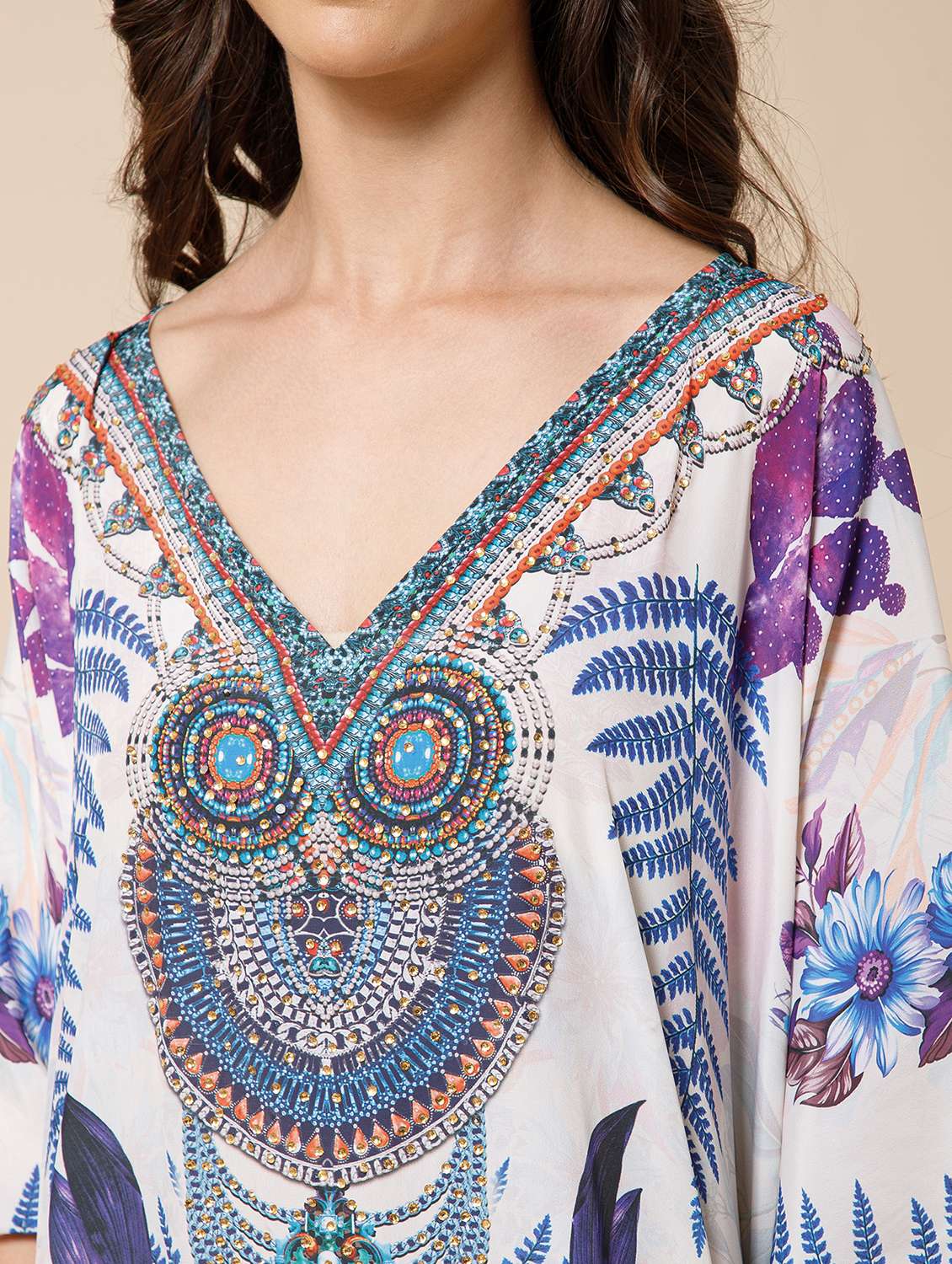 women printed kimono sleeve kaftan dress - 21981166 -  Standard Image - 4