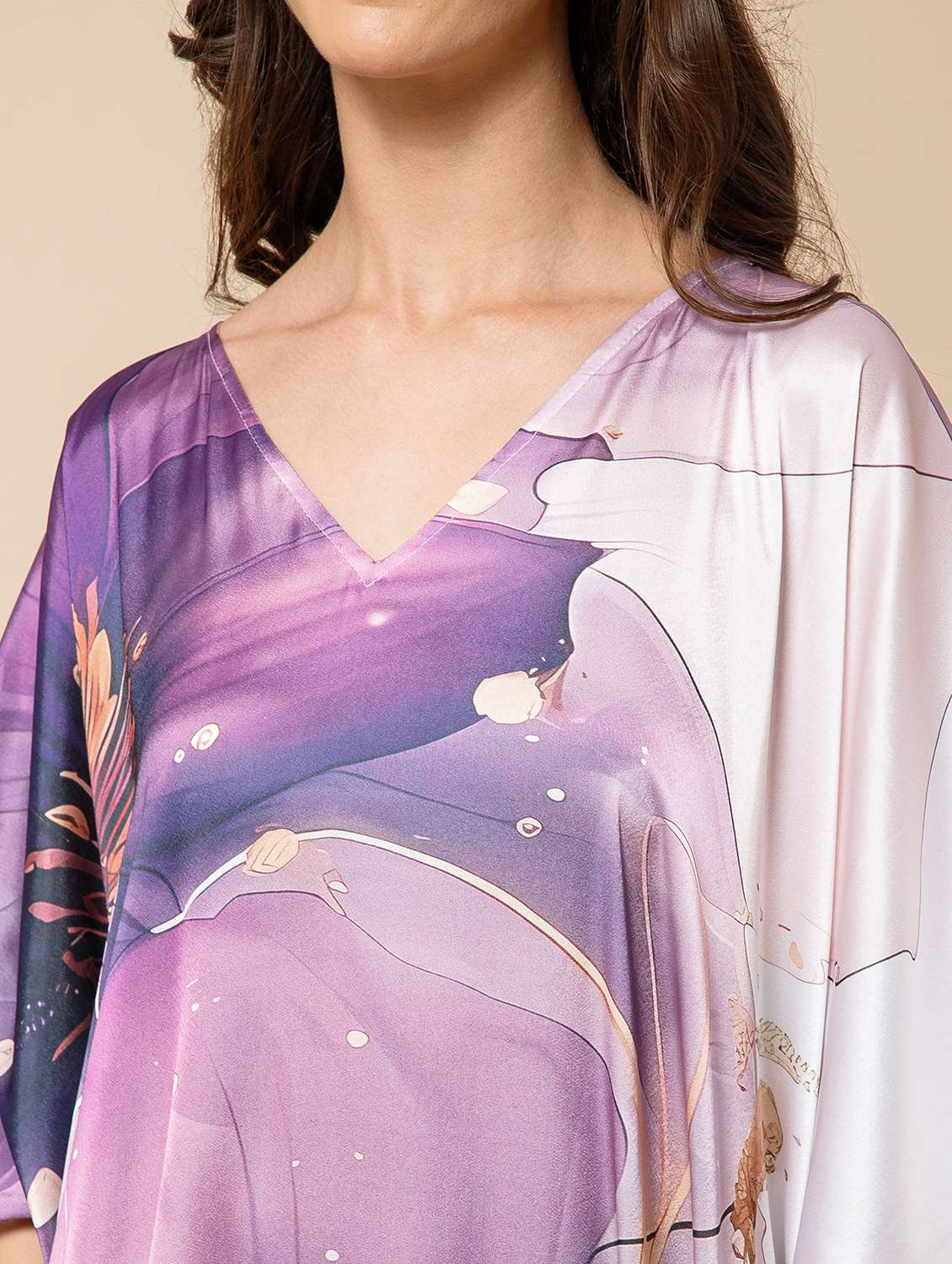 women printed kimono sleeve kaftan maxi dress - 21981167 - Standard Image - 4