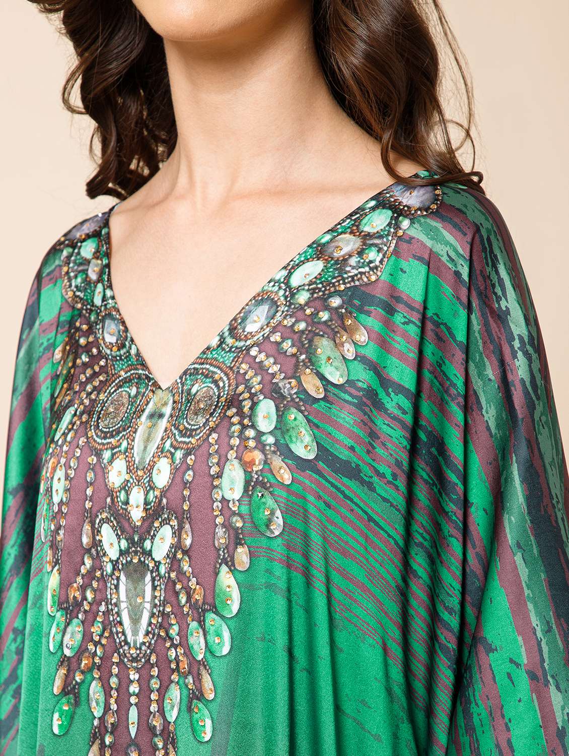 women printed kimono sleeve kaftan maxi dress - 21981168 -  Standard Image - 4