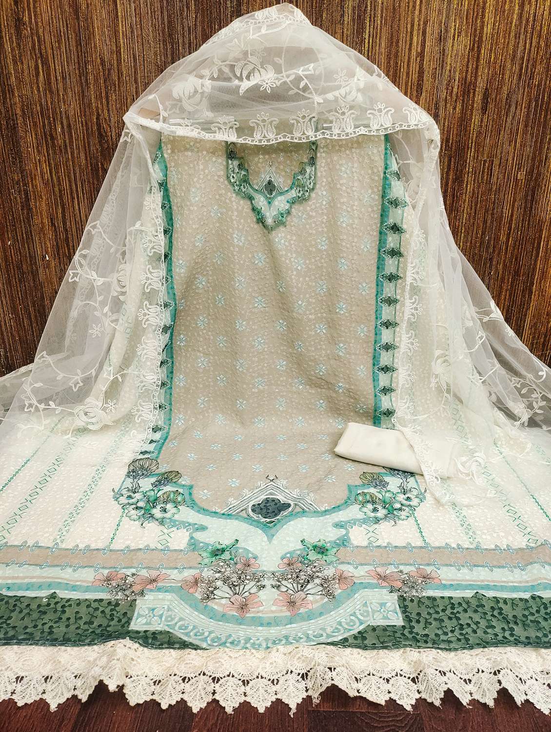 women embroidered unstitched suit set - 21981170 -  Standard Image - 1