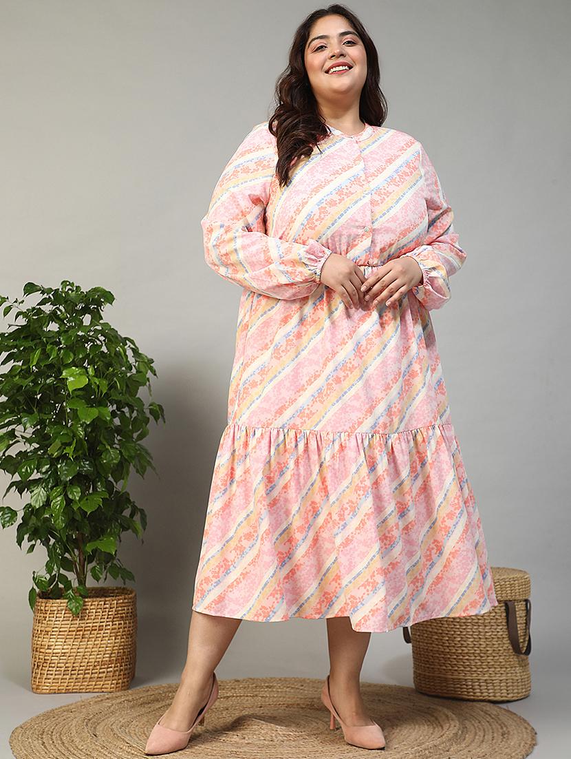 women plus size printed long sleeve tiered dress - 21981173 -  Standard Image - 1