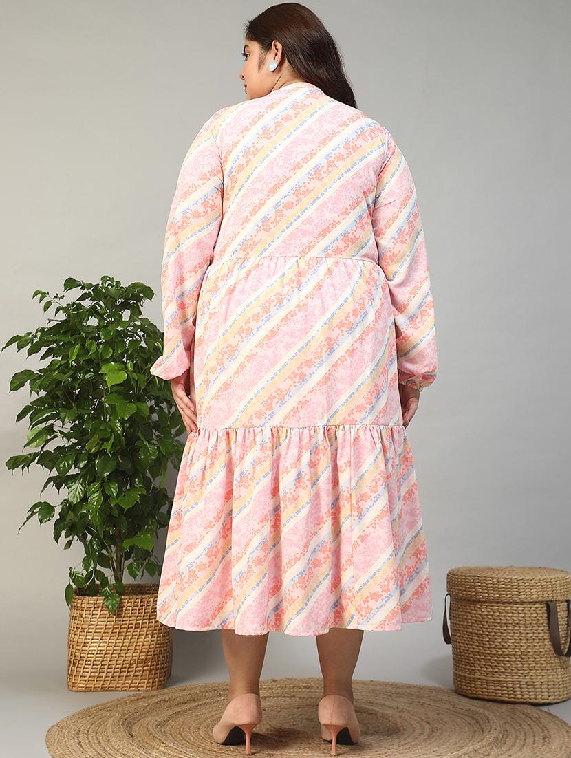women plus size printed long sleeve tiered dress - 21981173 - Standard Image - 4