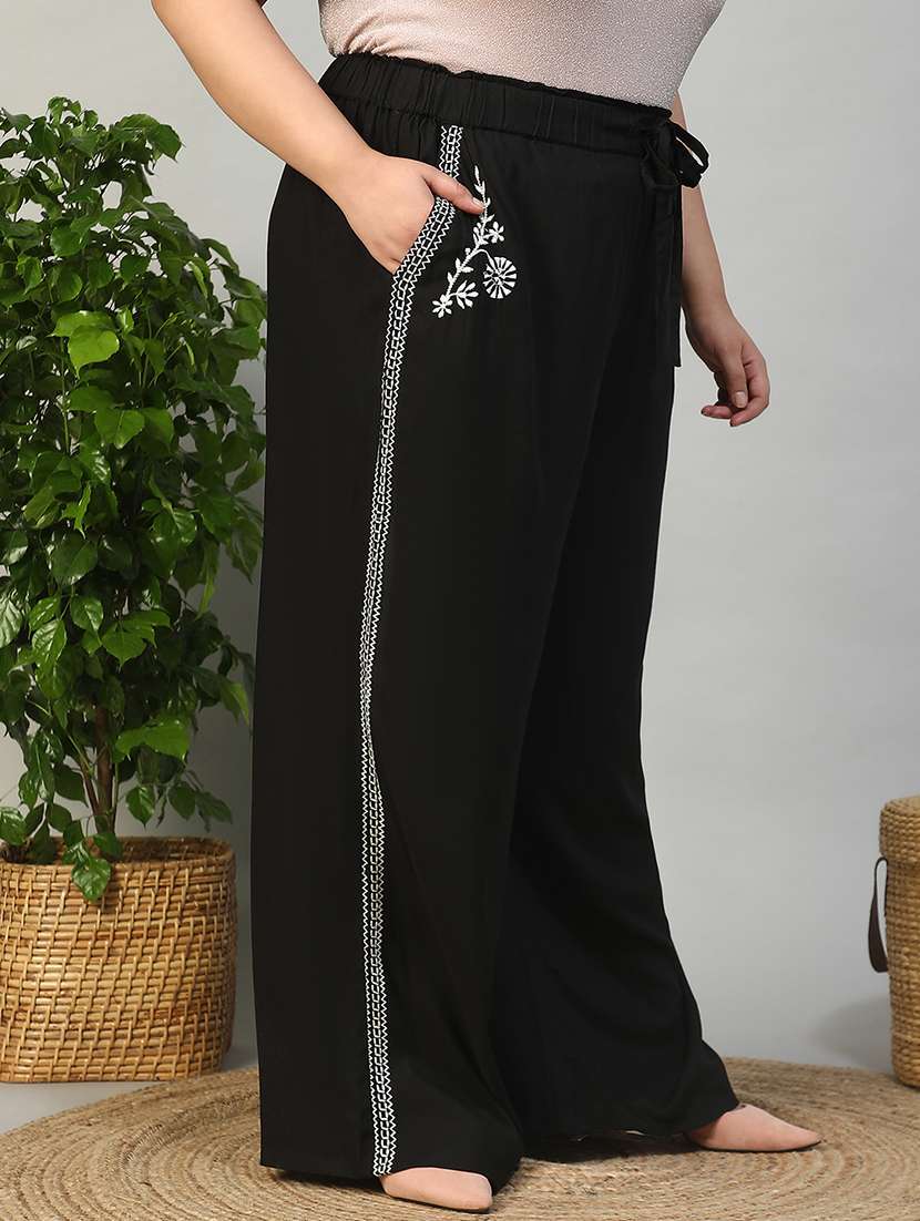 women plus size solid mid rise wide leg trouser - 21981178 - Standard Image - 1