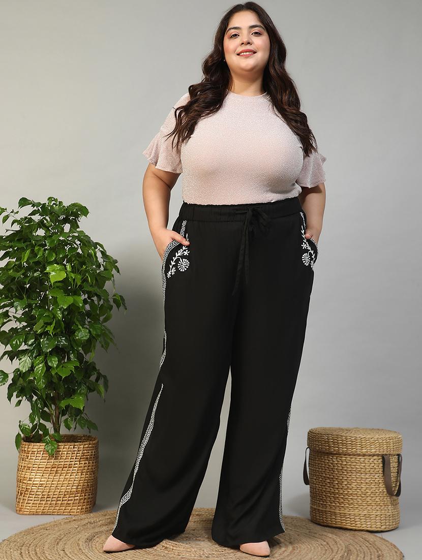 women plus size solid mid rise wide leg trouser - 21981178 - Standard Image - 4